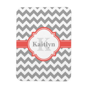 Imán Patrón de Chevron gris coral y hoja de quatreil ma