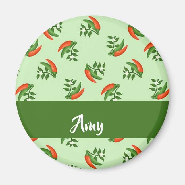 Imán Patrón de chile rojo y verde (Frente)