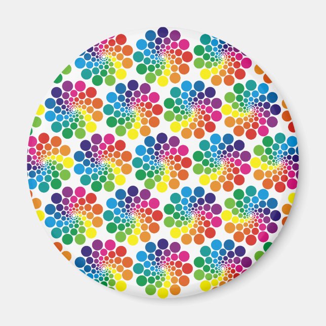 Imán Patrón de círculo de puntos de color + fondo (Frente)