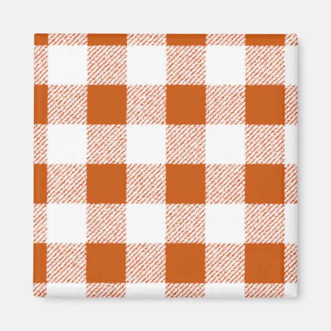 Imán Patrón de comprobación de Gingham de Brown (Frente)
