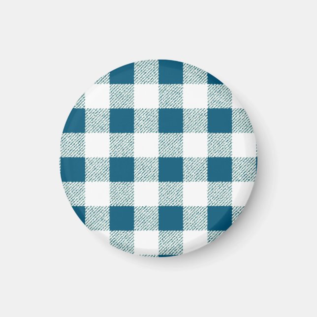 Imán Patrón de comprobación de Gingham verde azul (Frente)