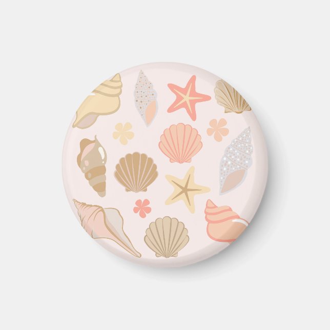 Imán Patrón de Conchas de Mar Rosadas (Frente)