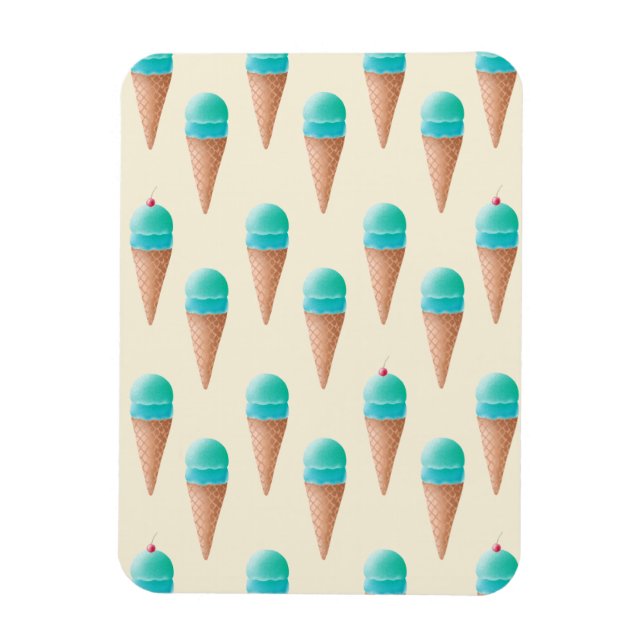 Imán Patrón de cono de crema de hielo azul, amarillo cl (Vertical)