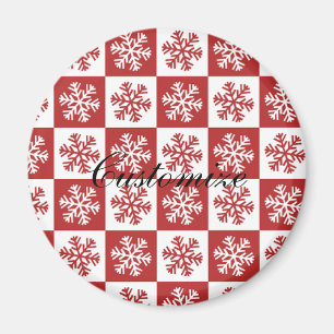 Imán Patrón de copo de nieve de comprobación rojo/blanc