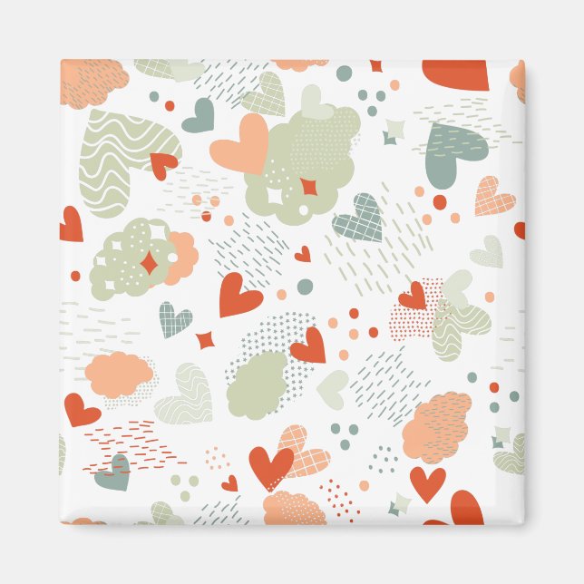 Imán Patrón de corazones abstractos (Frente)