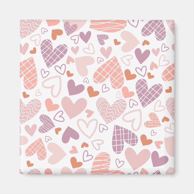 Imán Patrón de corazones abstractos (Frente)