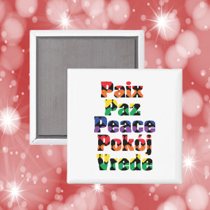 Imán Patrón de corazones arcoiris de paz