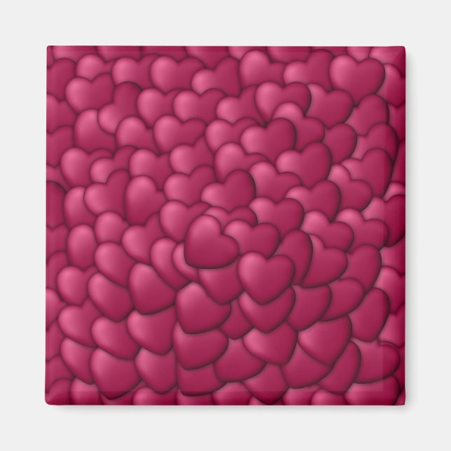 Imán Patrón de Corazones Rojos Románticos en 3D-32322 (Frente)