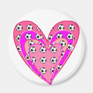 Imán Patrón de Corazones Rosas y Balones de Fútbol