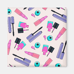 Imán Patrón de cosméticos de maquillaje rosa y púrpura