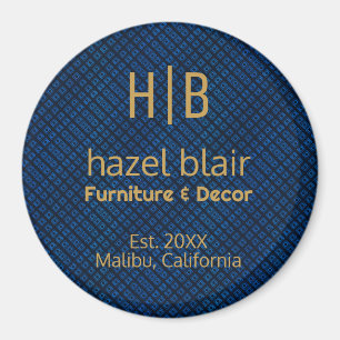 Imán Patrón de cuadrados azules con el logotipo de mono