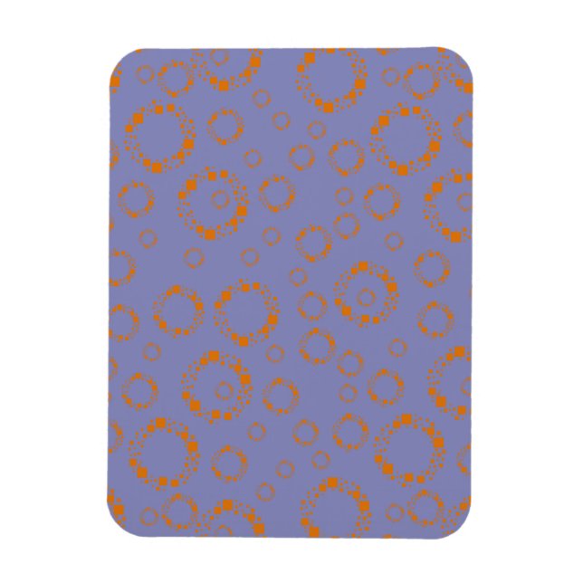 Imán patrón de cuadrados de círculo violeta naranja gir (Vertical)