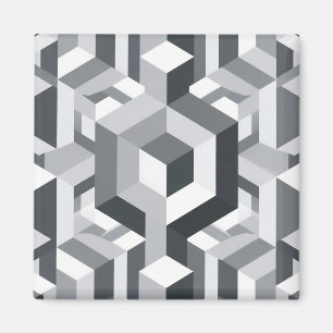Imán Patrón de cubo isométrico monocromo