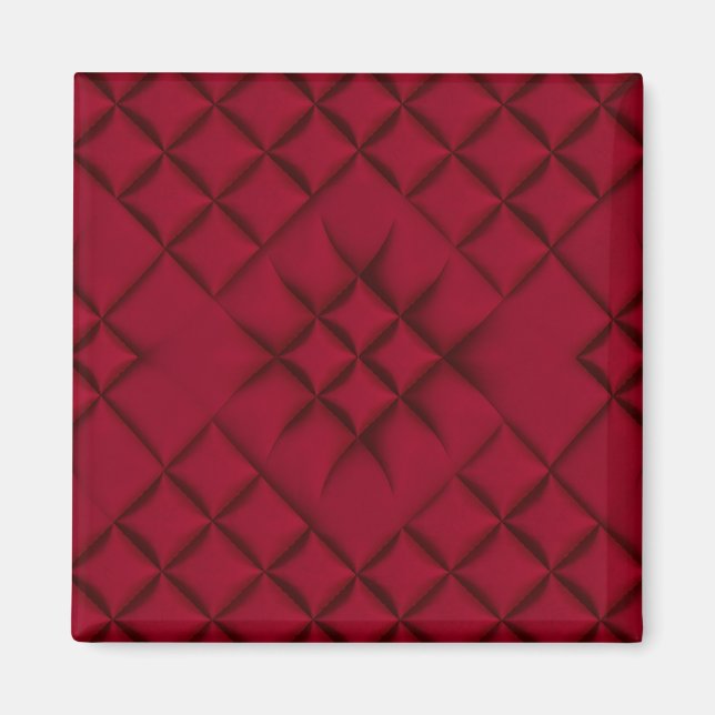 Imán Patrón de Cuero Acolchado Rojo Intenso (Frente)