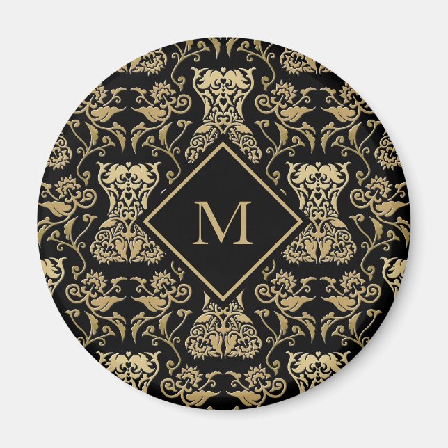 Imán Patrón de damasco de corsé floral (Frente)