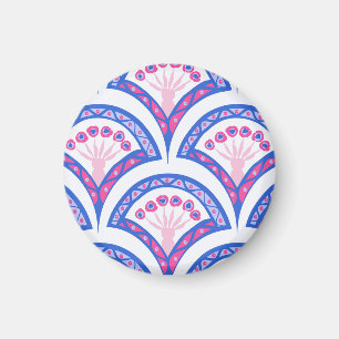 Imán patrón de damasco floral azul