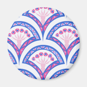 Imán patrón de damasco floral azul