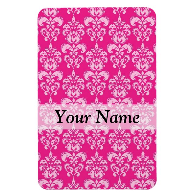 Imán Patrón de damasco rosa caliente (Vertical)