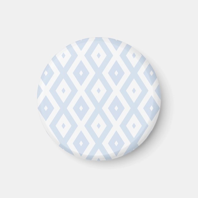 Imán Patrón de diamante blanco y azul pálido (Frente)