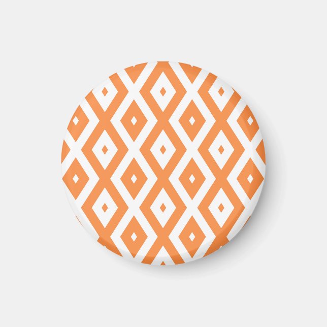 Imán Patrón de diamante blanco y naranja (Frente)