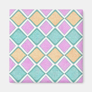 Imán Patrón de diamante de prisma Harlequin pastel