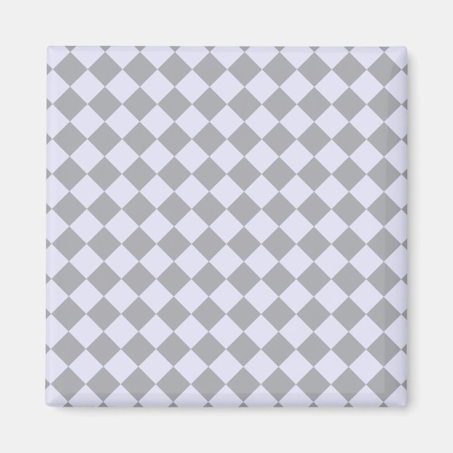 Imán Patrón de diamante en gris y lavanda (Frente)