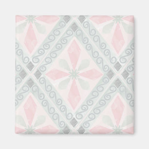 Imán Patrón de diamante pastel verde y rosa