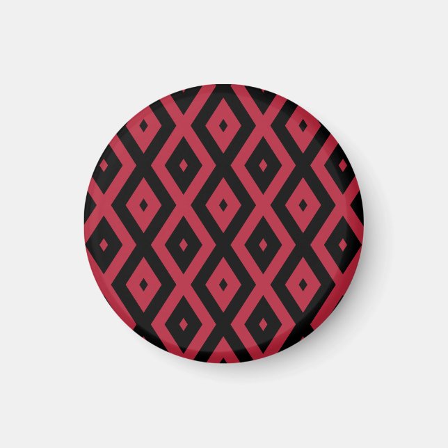 Imán Patrón de diamante rojo y negro (Frente)