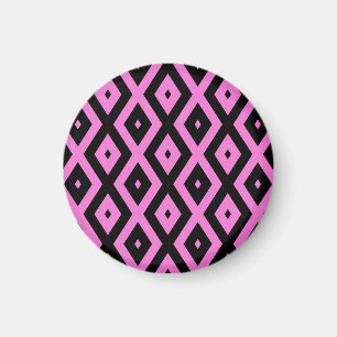 Imán Patrón de diamante rosa y negro