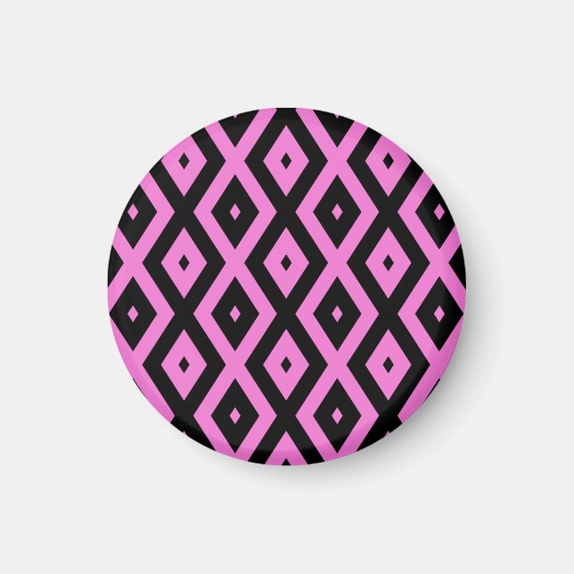 Imán Patrón de diamante rosa y negro (Frente)
