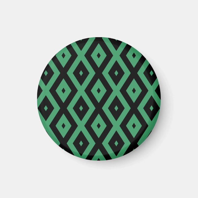 Imán Patrón de diamante verde y negro (Frente)