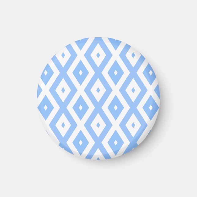 Imán Patrón de diamantes azul y blanco (Frente)