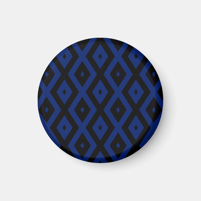 Imán Patrón de diamantes azul y negro (Frente)