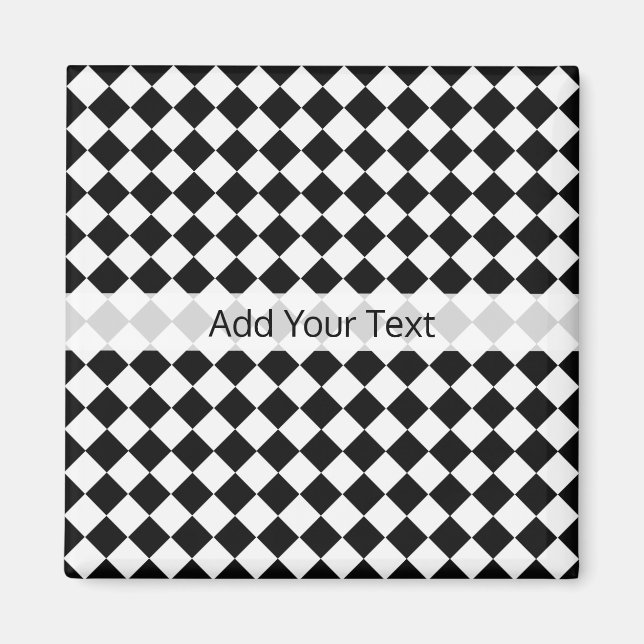 Imán Patrón de diamantes blancos y negros por Shirley T (Frente)