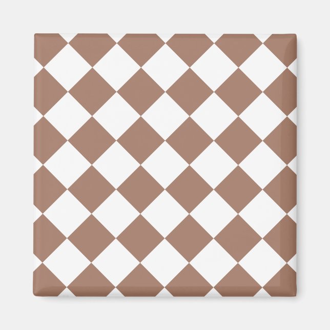 Imán Patrón de diamantes en blanco y mousse de mocha (Frente)
