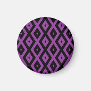 Imán Patrón de diamantes morado y negro