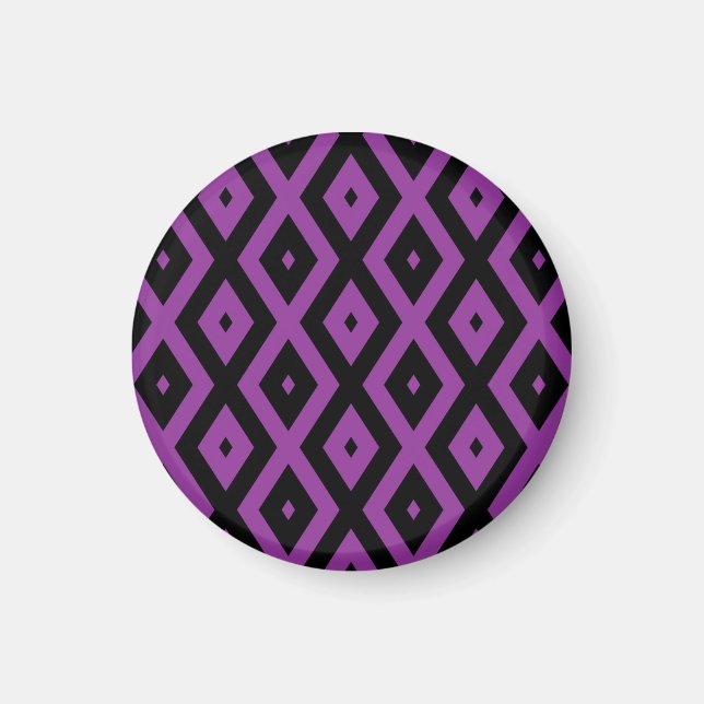 Imán Patrón de diamantes morado y negro (Frente)