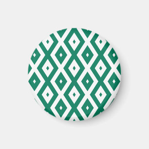 Imán Patrón de diamantes verdes y blancos de los bosque