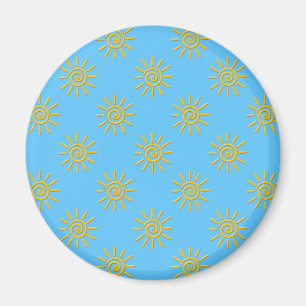 Imán Patrón de dibujo de sol amarillo 3D
