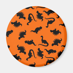 Imán Patrón de dinosaurio lindo en naranja