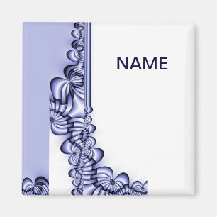 Imán Patrón de diseño gráfico - azul blanco + tu texto