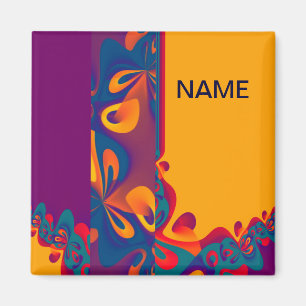 Imán Patrón de diseño gráfico - naranja violeta + tu te