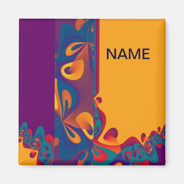 Imán Patrón de diseño gráfico - naranja violeta + tu te (Frente)