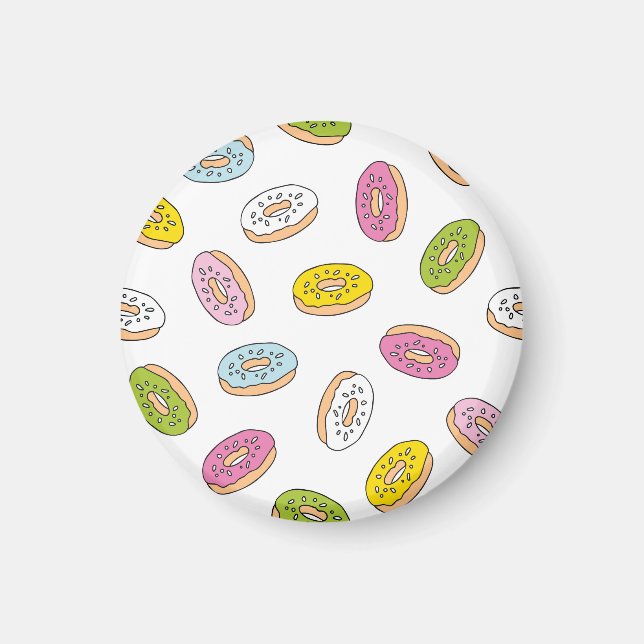 Imán Patrón de donuts Doodle, diseño sin fisuras. (Frente)