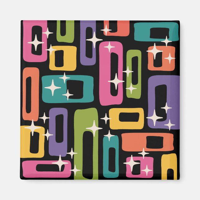 Imán Patrón de edad atómica abstracto del MCM retro (Frente)