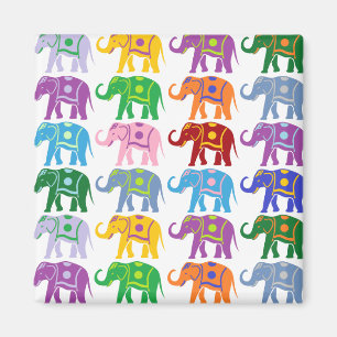 Imán Patrón de elefantes decorativos coloridos