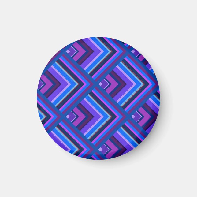 Imán Patrón de escala de rayas azules y violetas (Frente)
