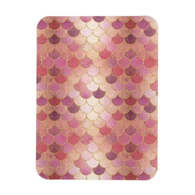 Imán Patrón de escala de sirena de Rosa Gold Shimmer (Vertical)