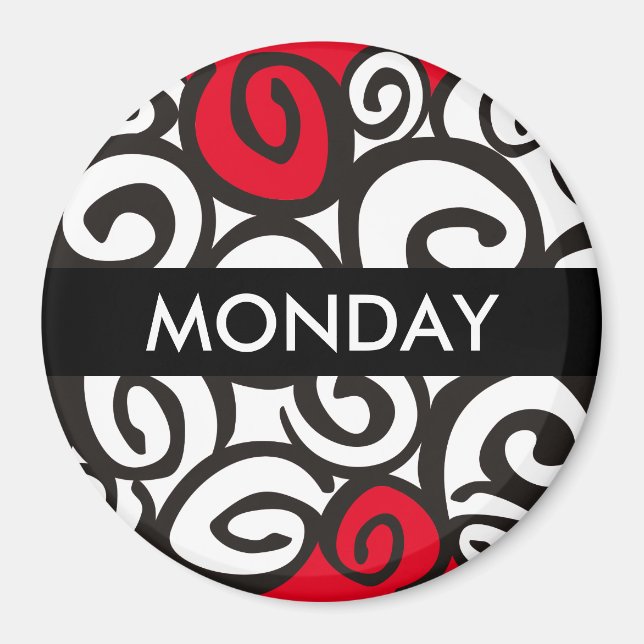 Imán Patrón de espirales negro y blanco + tus ideas (Frente)