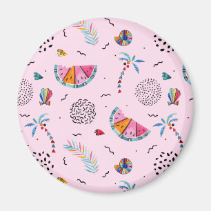 Imán Patrón de estilo Memphis rosado tropical